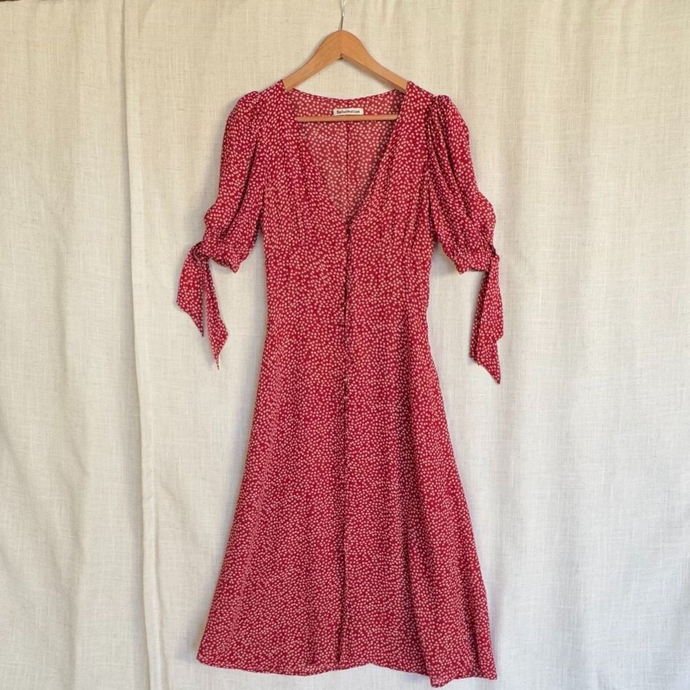 Red Floral Midi Dress - Picture 2 of 8